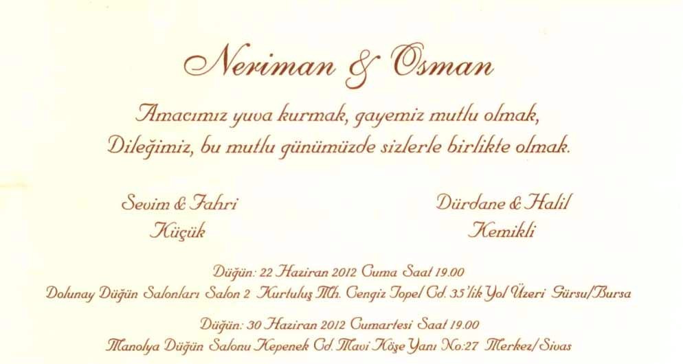 Neriman & Osman Dn Davetiyesi